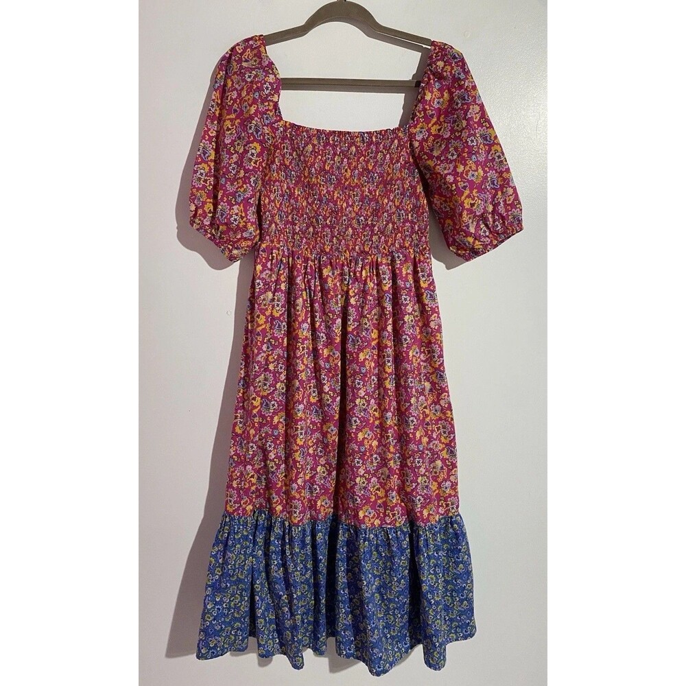 House of Harlow Dress M Floral‎ Midi Puff Sleeves Peasant Cottagecore Milkmaid